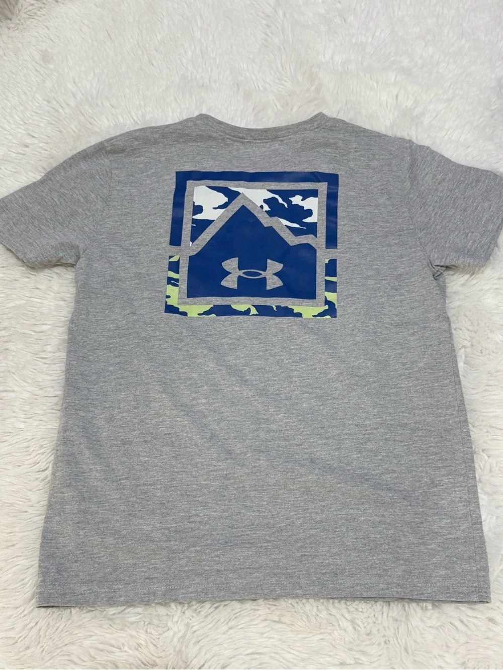 Under Armour Gray Short-Sleeve Logo Tee with Blue Accent